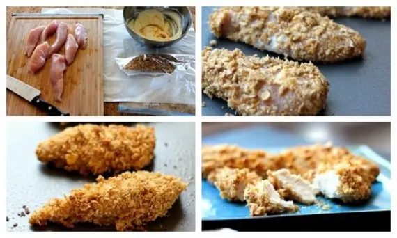 Птица: Куриная грудка, запеченная в меду и кукурузных хлопьях