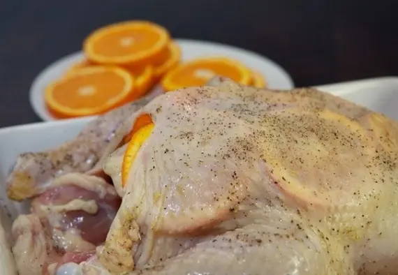 Птица: Курица, запеченная с апельсинами