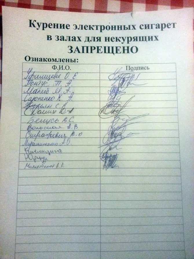 Минск: В «Эль Помидоро» запретили курить электронные сигареты