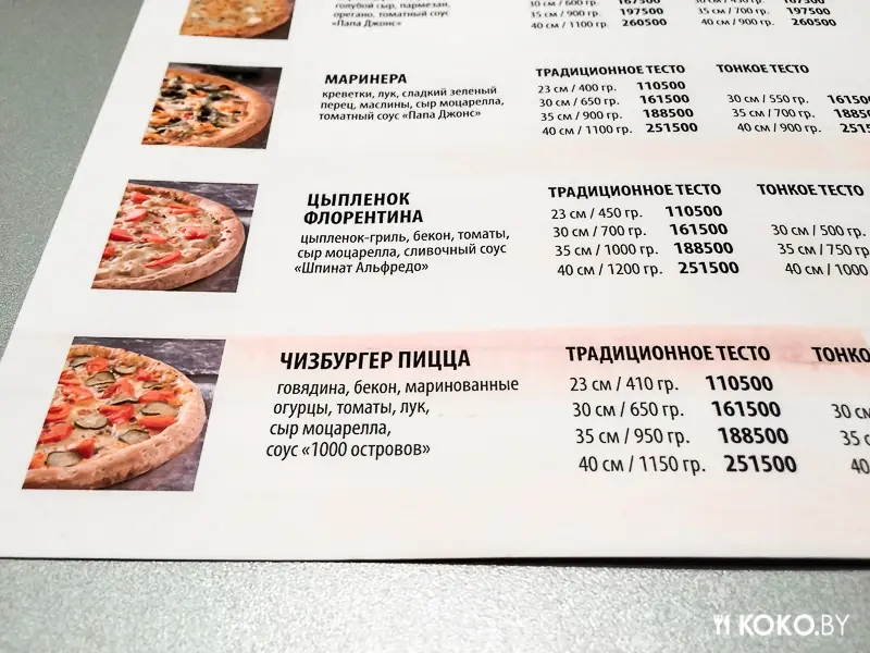 Заведения: Пиццерия «Papa John’s (Папа Джонс)» покоряет Минск
