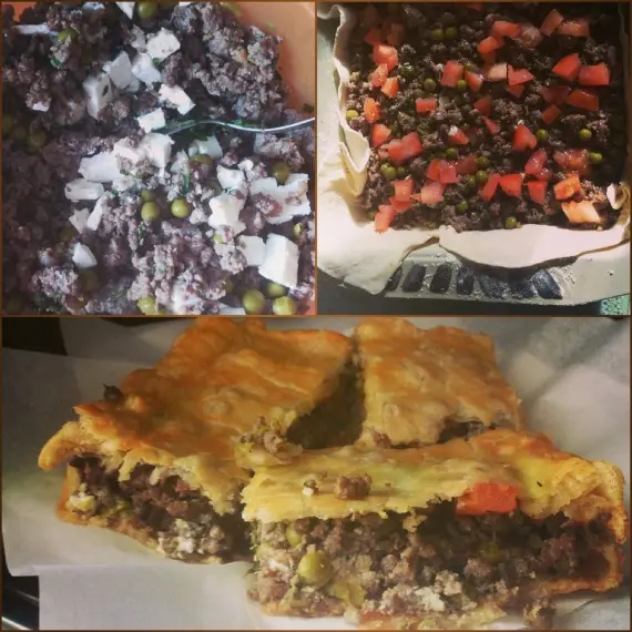 Instagram food: Пирожок с фаршем, горошком, фета и помидорами