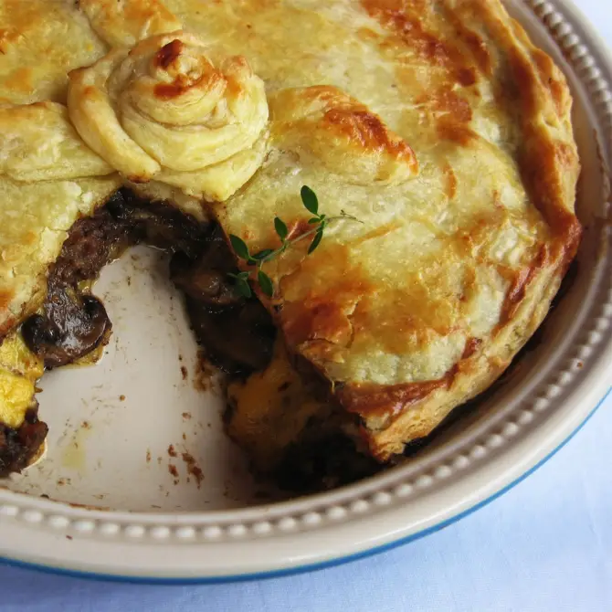Птица: Необычный мясной пирог с грибами